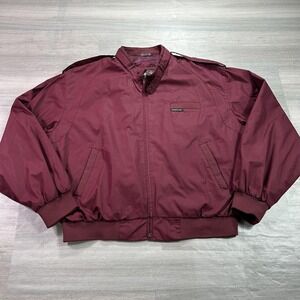 Members Only Jacket Mens XL Red Bomber Full Zip Epaulet Lined Casual Nylon Coat